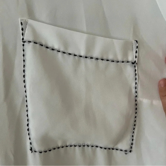 Lane Bryant Womens Shirt 18/20 Long Sleeve White Black Tunic Popover Chiffon Top - Picture 7 of 15